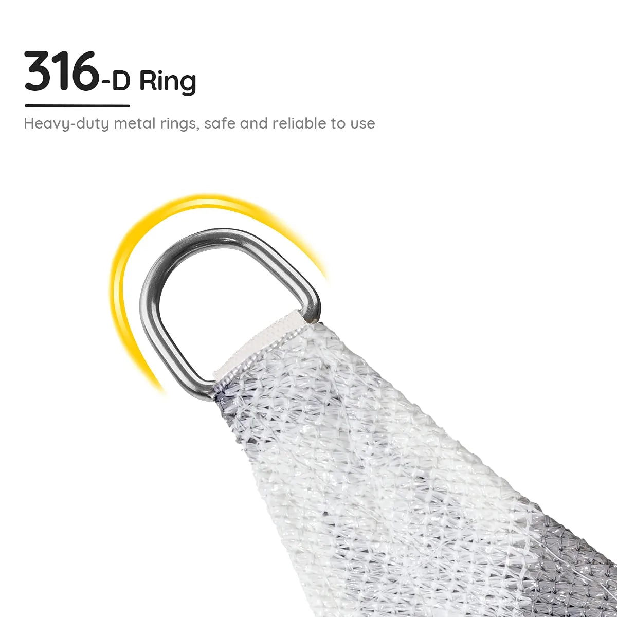 White and Grey Rectangle Shade Sail D Ring#color_white and gray