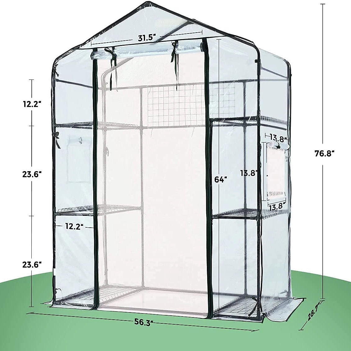 56x29x77 Indoor mini greenhouse size#color_clear
