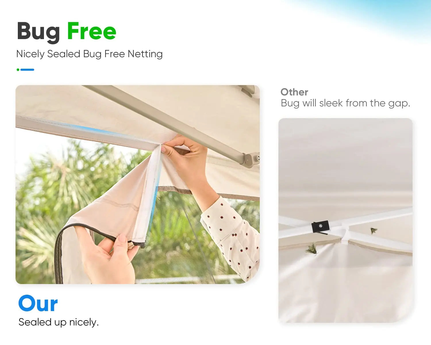 6.6' x 6.6' Small Pop Up Canopy - Bug Free#style_Beige