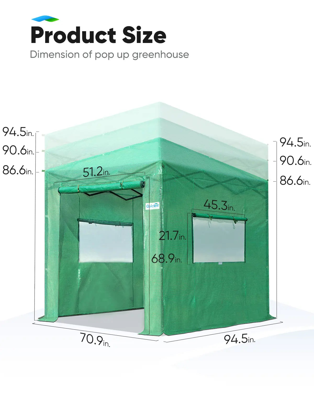 8' x 6' Walk-in Greenhouse Size#color_green