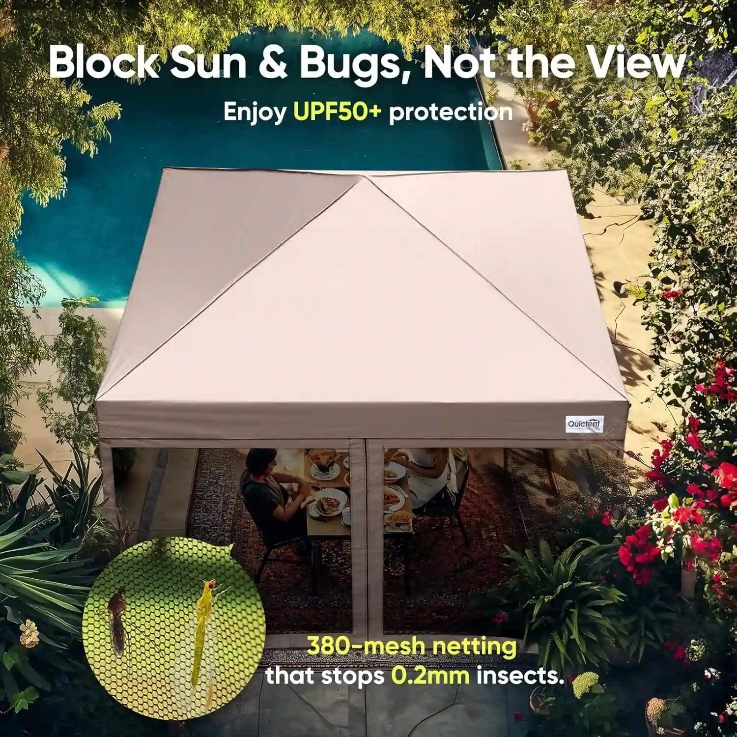 8' x 8' Canopy With Bug Free Netting#color_tan