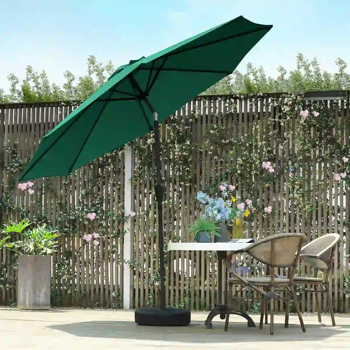 Green umbrella for patio#color_dark green
