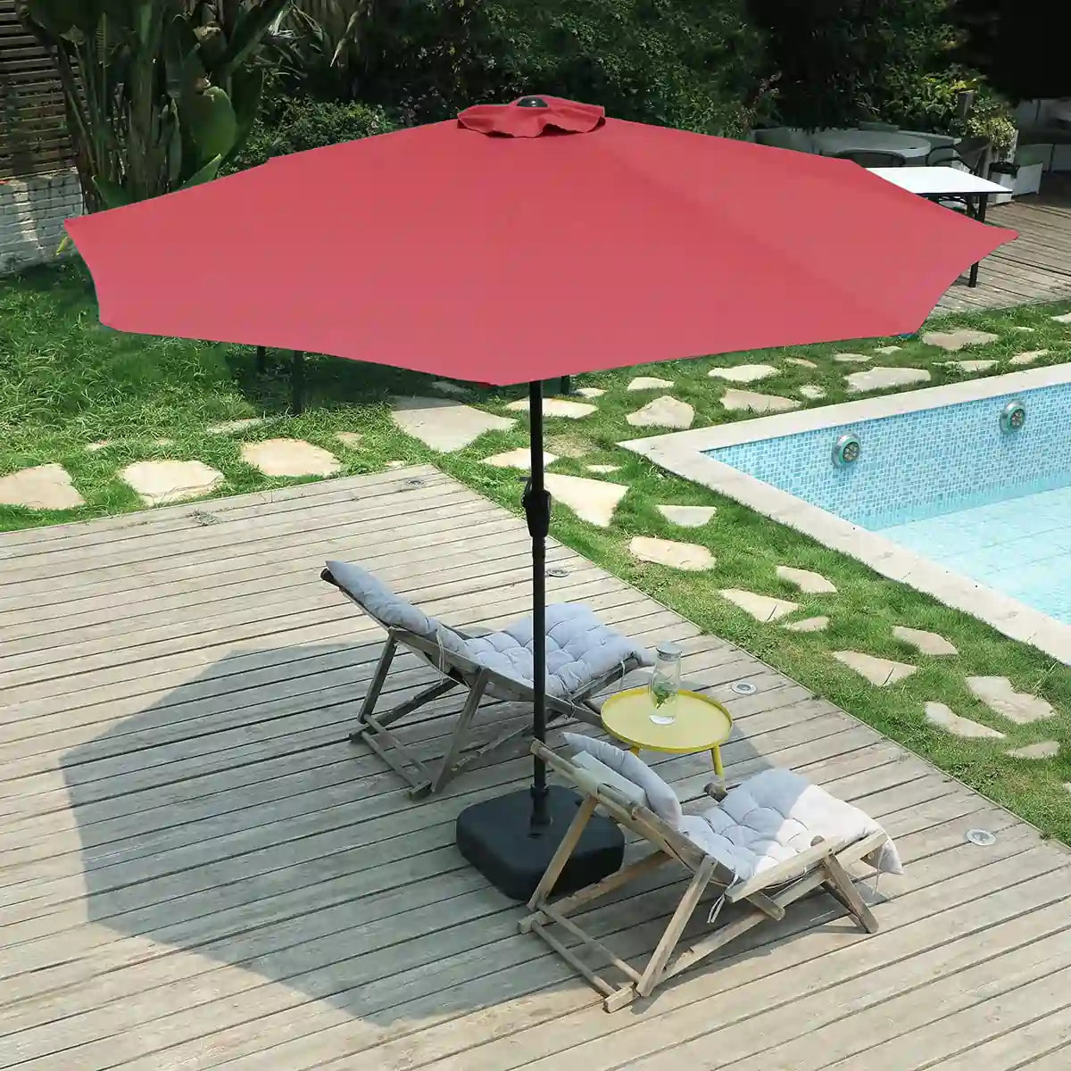 wine 9 ft umbrella for pool side#color_wine