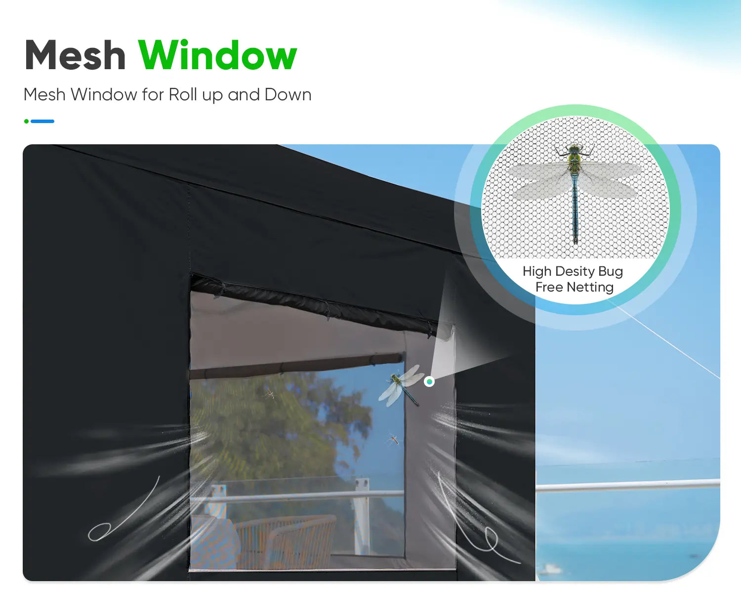 black privacy 10x20 pop up canopy with mesh window#color_black
