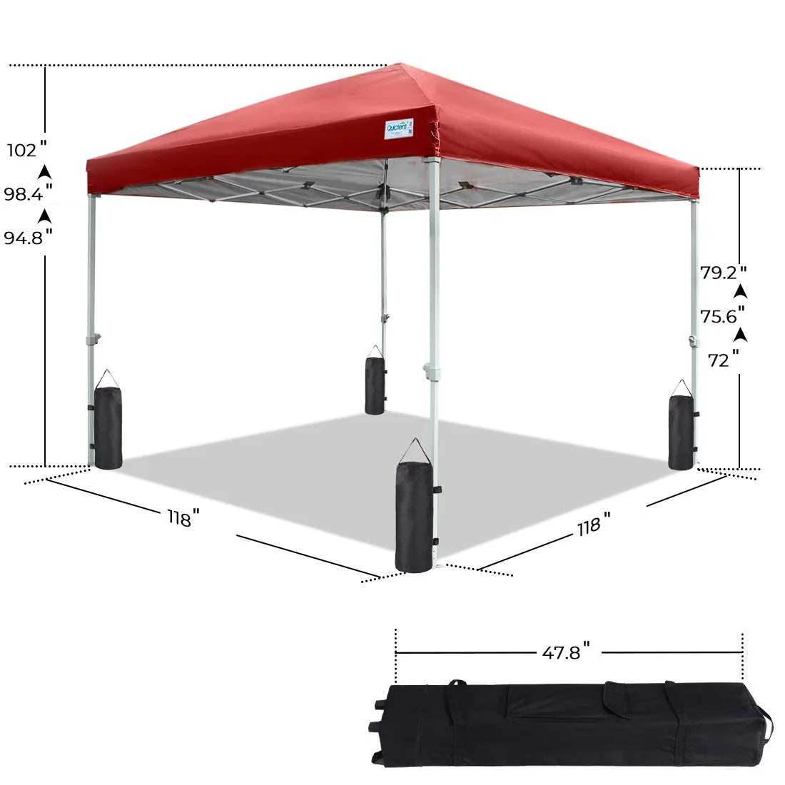 red 10x10 mesh tent height#color_burgundy