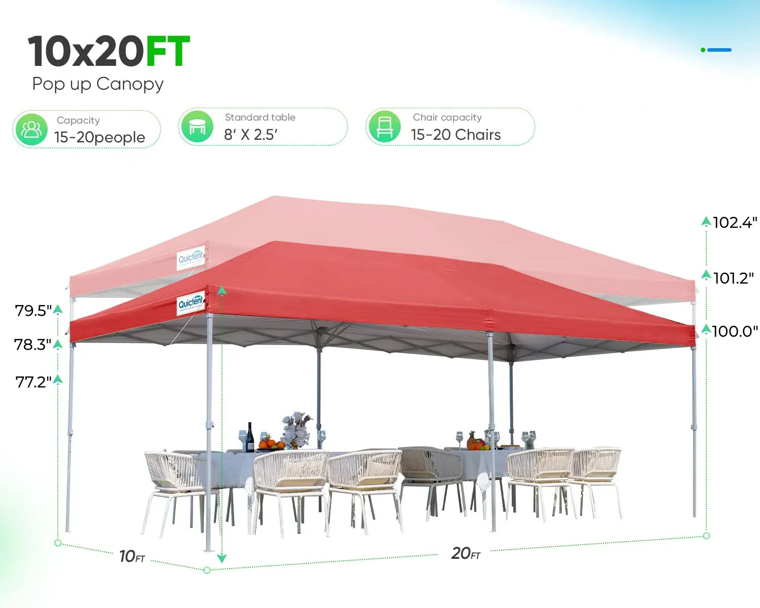 red 10x20 pop up tent adjustable height#color_wine red