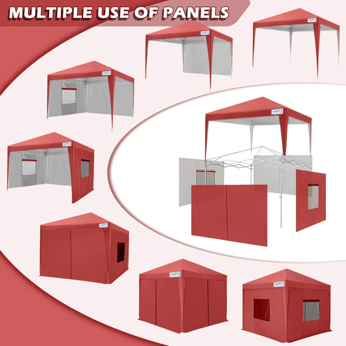 red privacy 8x8 canopy tent#color_wine red