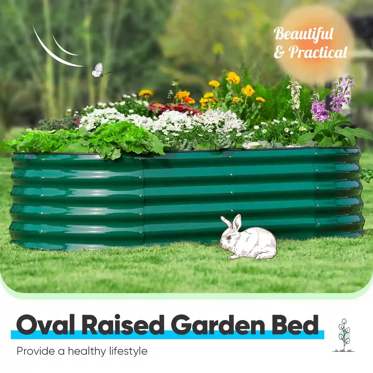 green raised flower bed#color_dark green