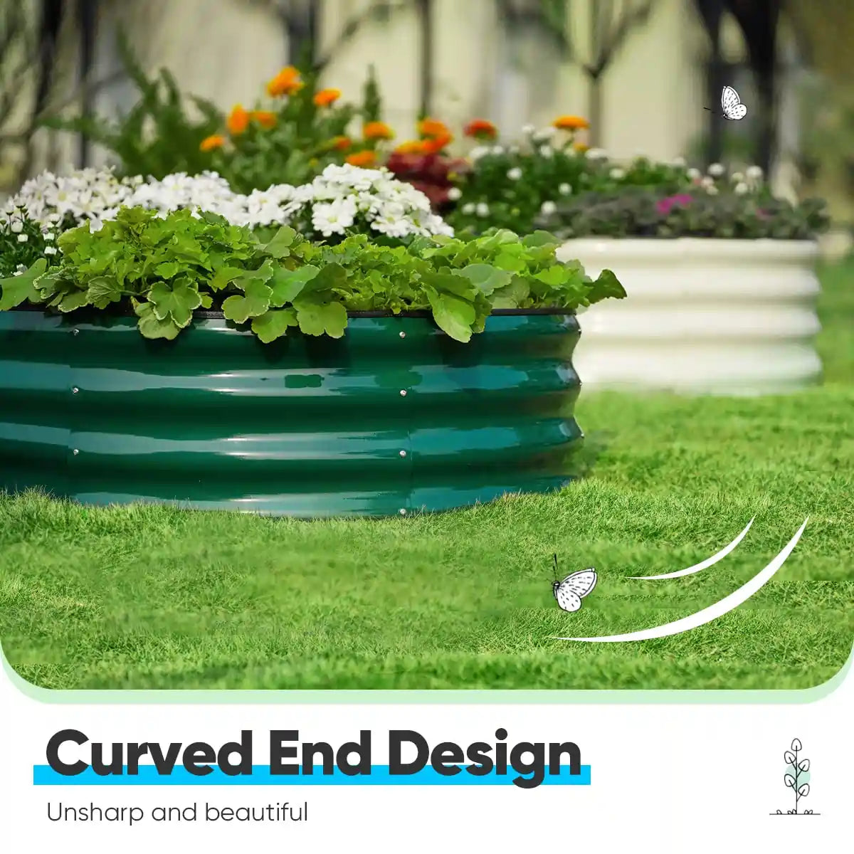 curved end flowerbed deisgn#color_dark green