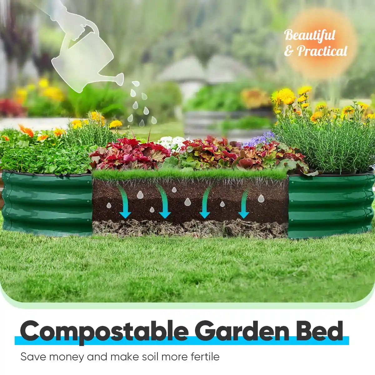 comportable green garden bed#color_dark green