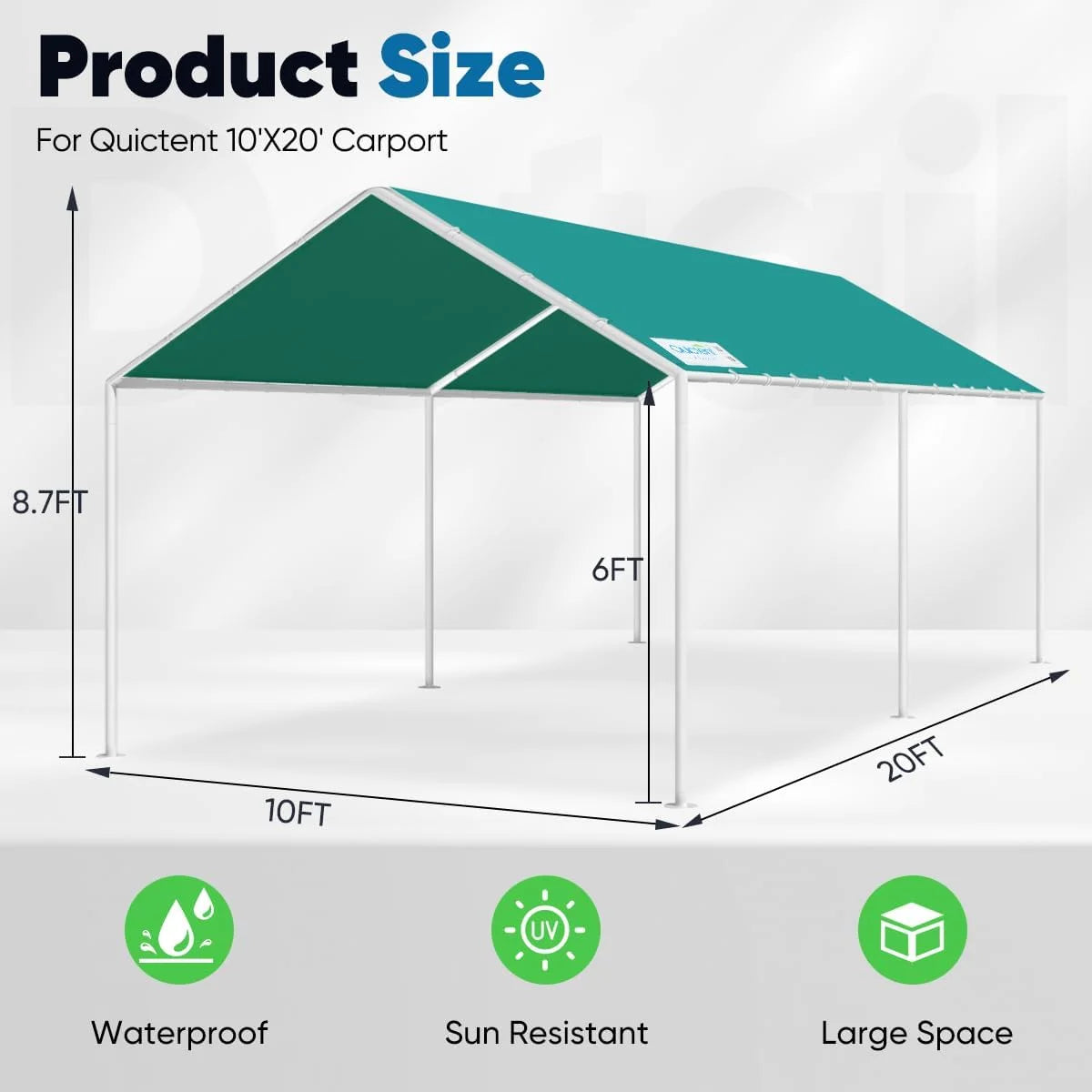 basic car canopy size#color_green