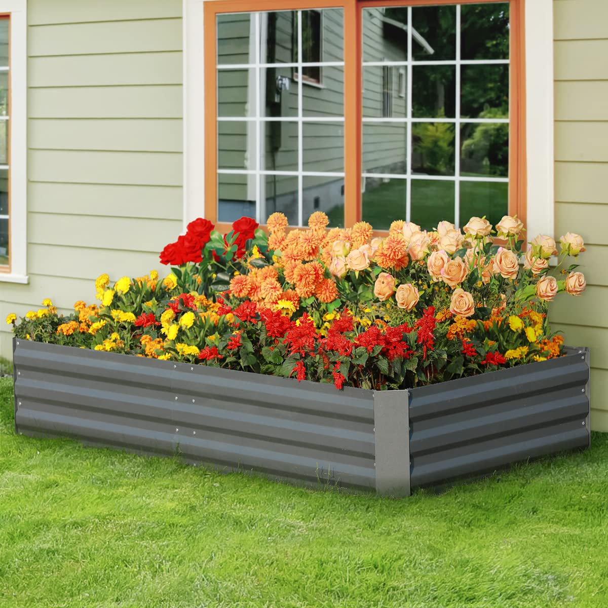 outdoor galvanized garden bed#color_green