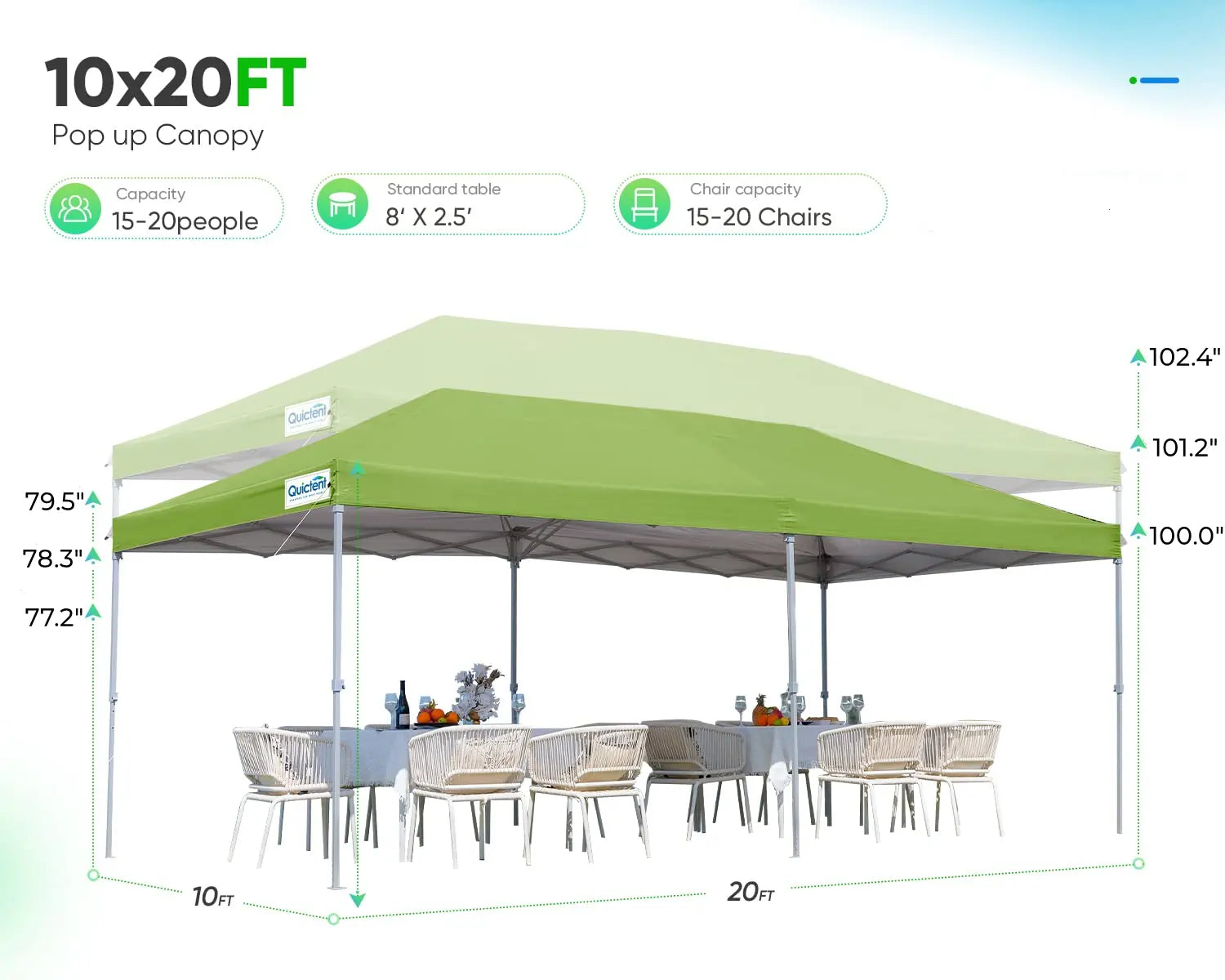 green 10x20 pop up tent size#color_green