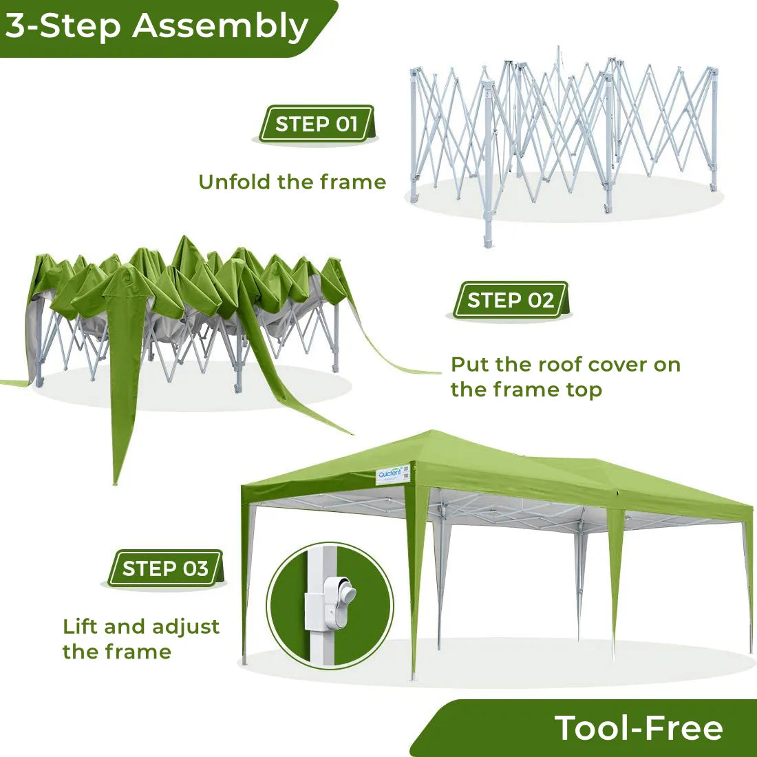 green 10x20 canopy tent tool free frame#color_green