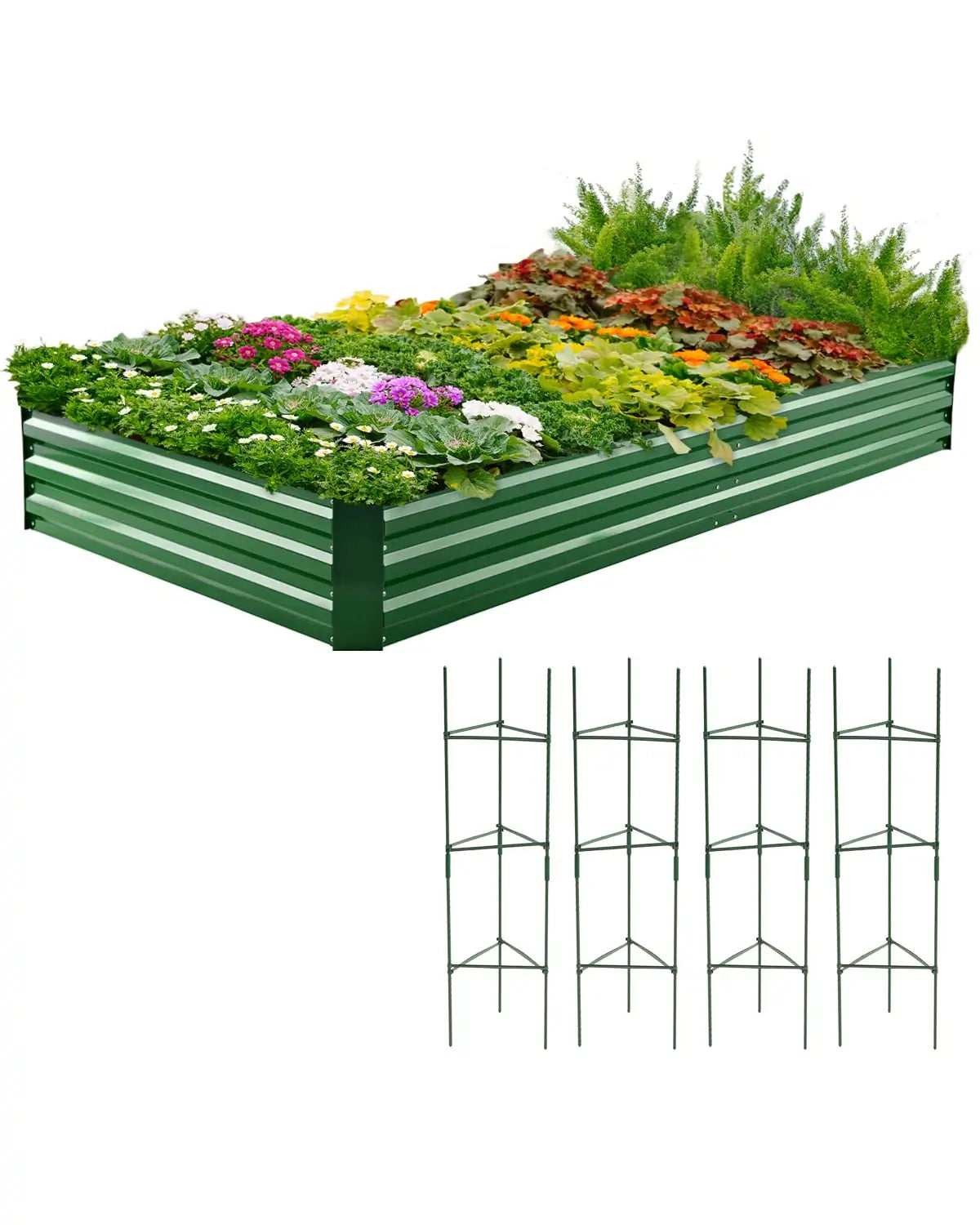Green 8' x 4' x 1' Galvanized Raised Garden Bed#color_green
