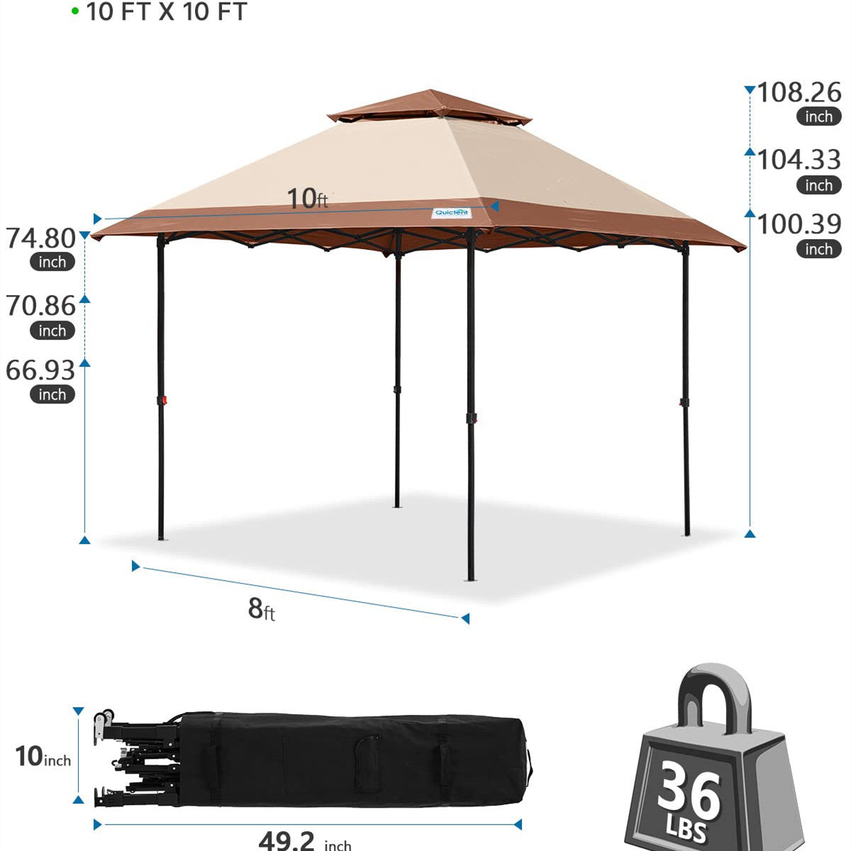 10x10 canopy tent size#color_khaki