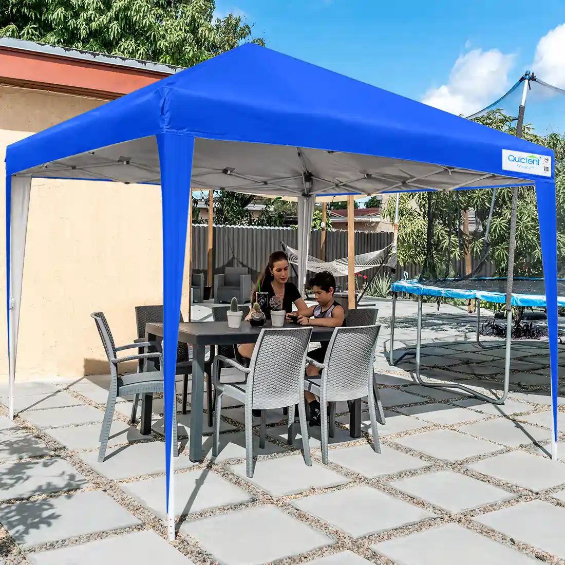Blue no sidewall canopy tent for backyard use#color_ royal blue