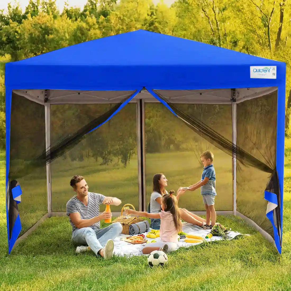 Blue pop up mesh tent#color_royal blue