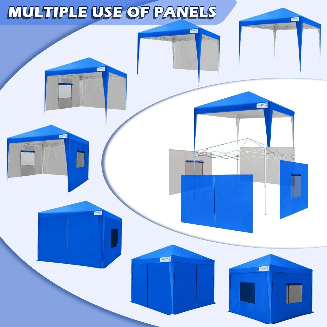 blue canopy tent with 4 sidewall#color_ royal blue