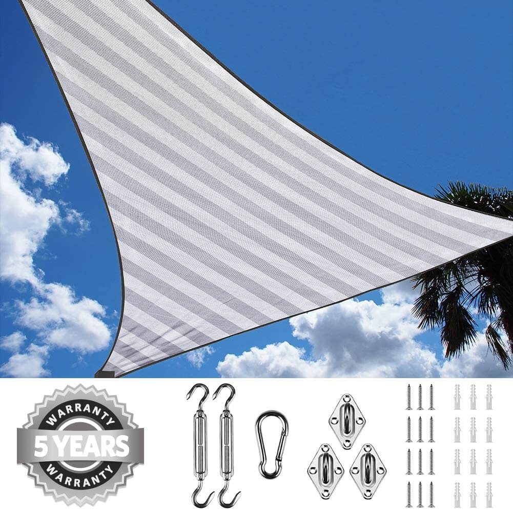 20' x 20' x 20' Triangle Shade Sail -White and Grey