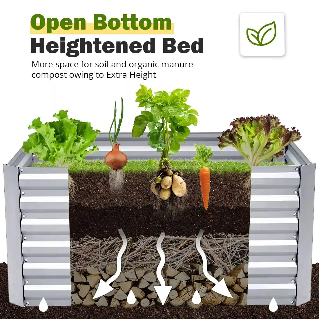 silver garden bed open bottom#size_4x3x2ft