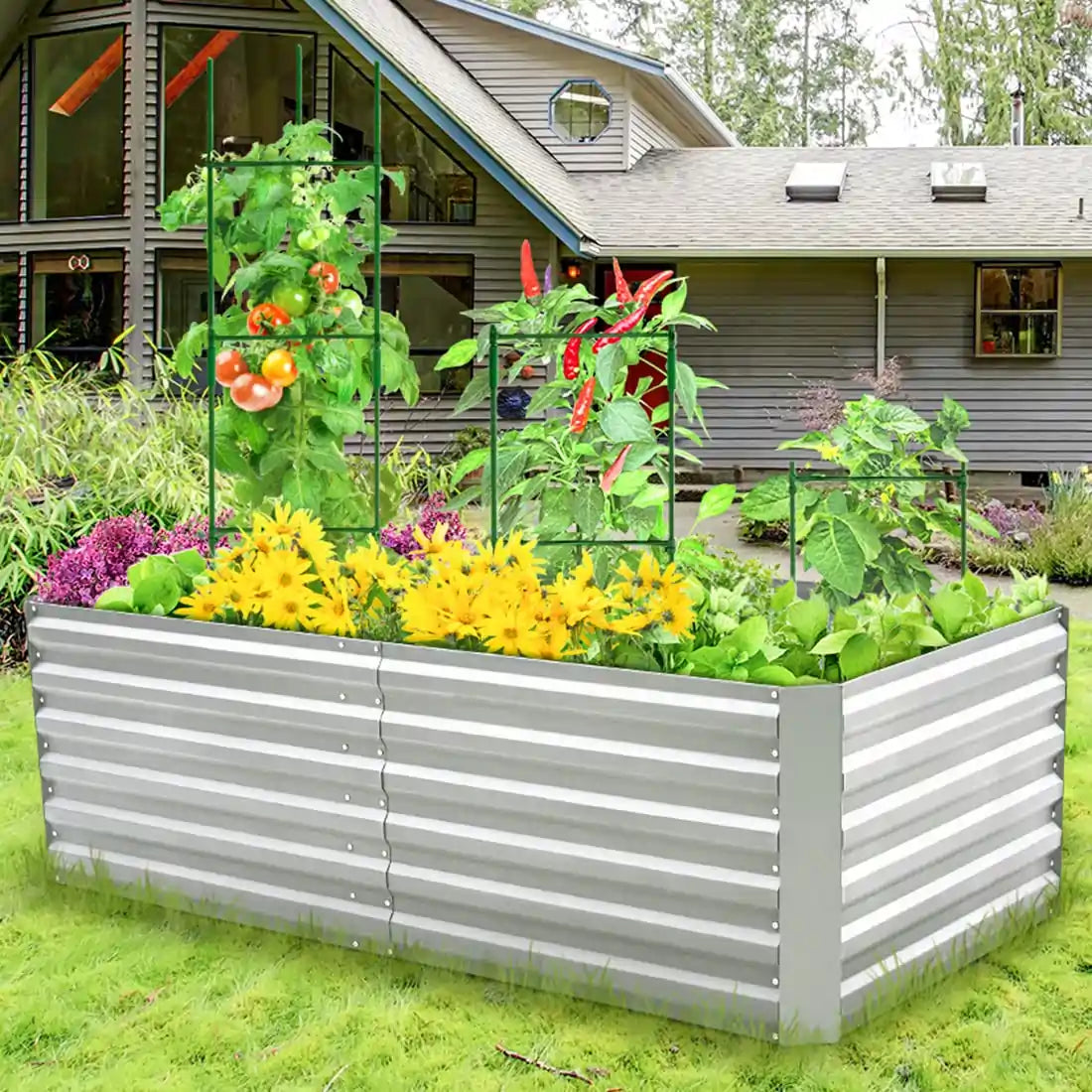 6x3x2ft silver garden bed outdoor#size_6x3x2ft