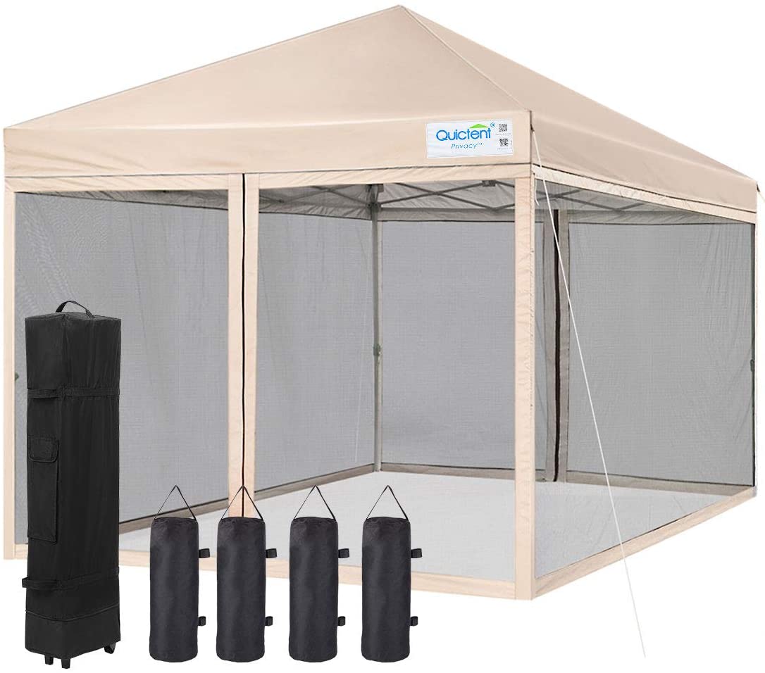 Quictent 8x8 Pop Up Canopy with Netting, Screen Tent, Sandbags
