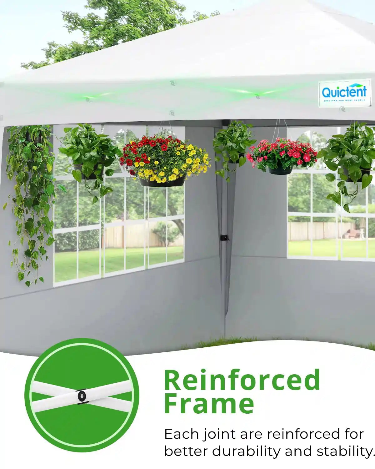 white pop up canopy with reinforced frame#color_white