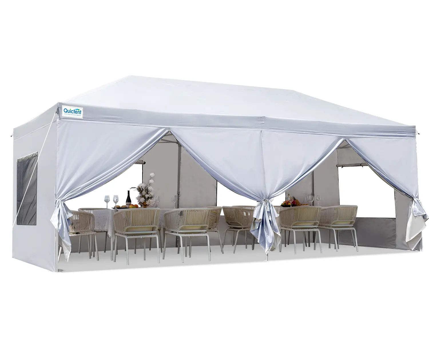 White Privacy 10x20 Pop Up Canopy#color_white