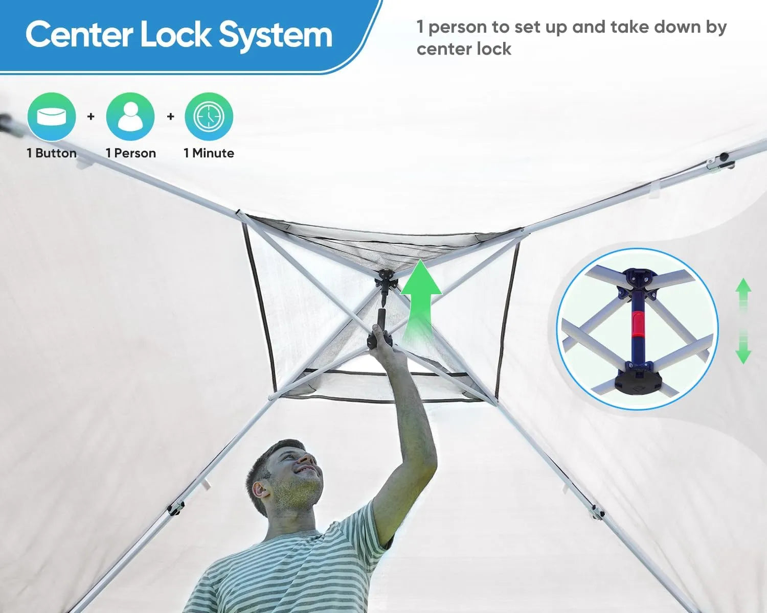 Grey canopy tent center lock#color_dark grey&grey