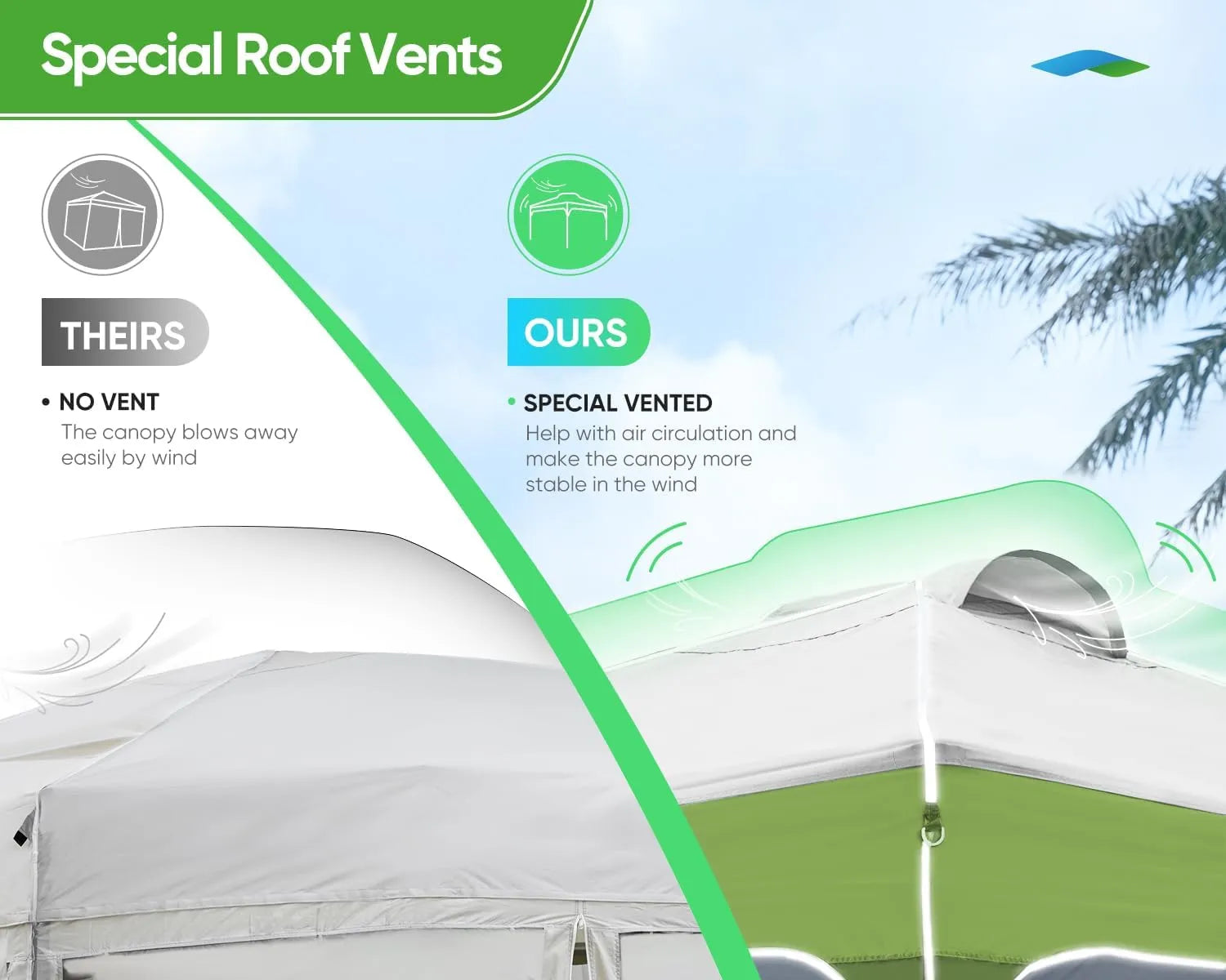 White and Green 10x10 pop up event tent with vents#color_white&green