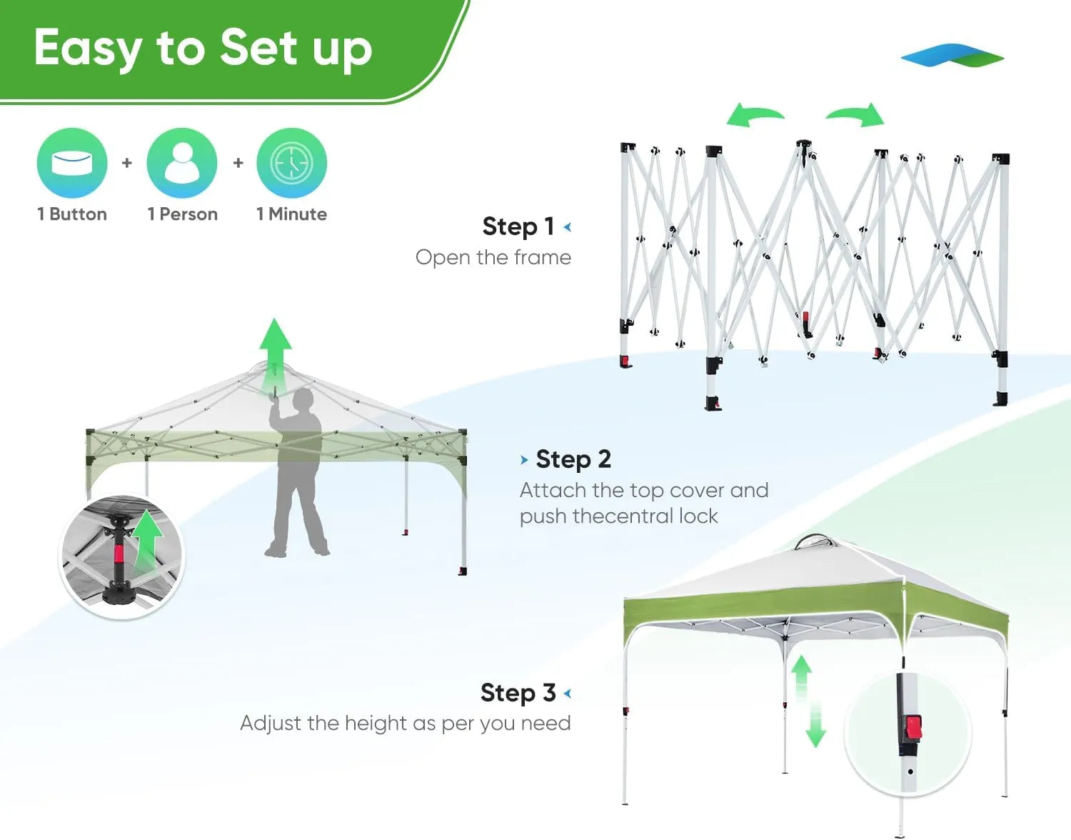 White and Green  canopy tent set up guide#color_white&green