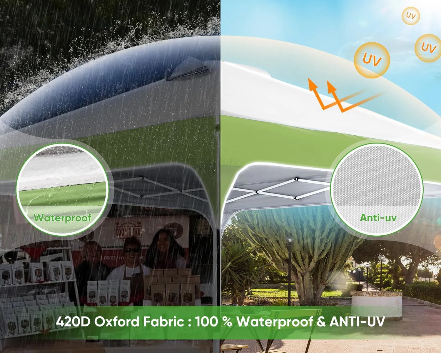 White Green 10x10 event tent fabric#color_white&green