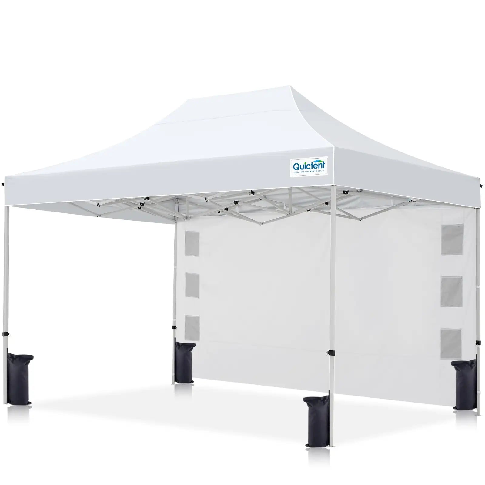 10'x15' Heavy Duty Pop up Canopy White with 1 Sidewall#style_10x15 With 1 Sidewall-White