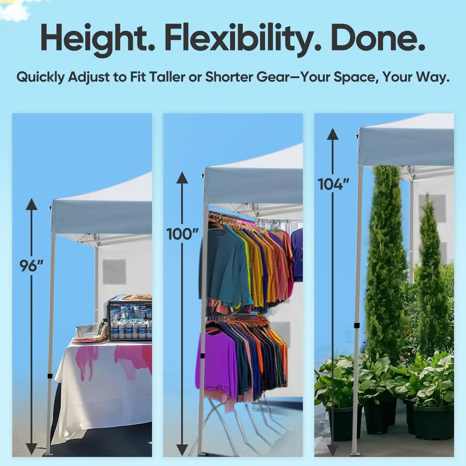 Adjustable Height#style_10x15 With 1 Sidewall-White