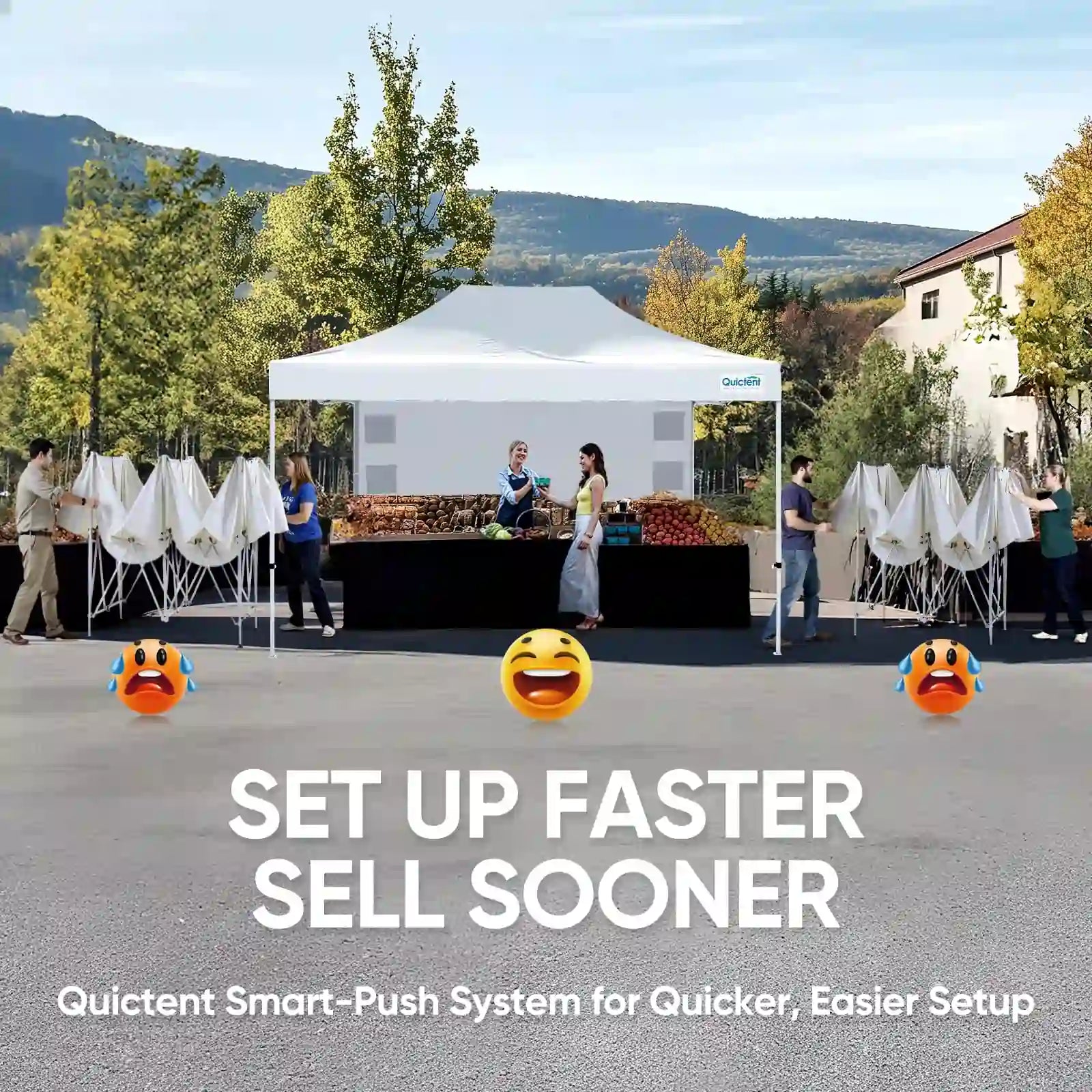 Smart-push system for quicker, easier setup#style_10x15 With 1 Sidewall-White