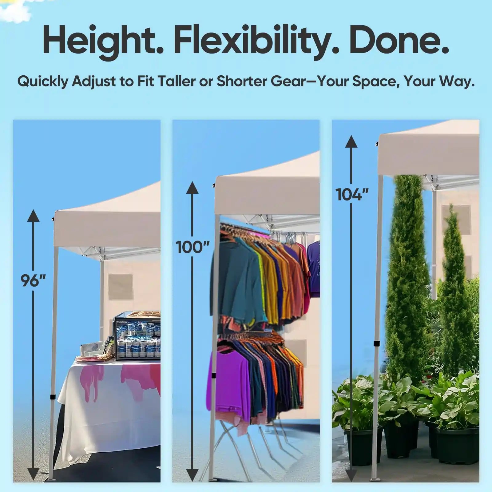 Adjust Height to fit taller or shorter gear#style_10x20 With 1 Sidewall-Beige
