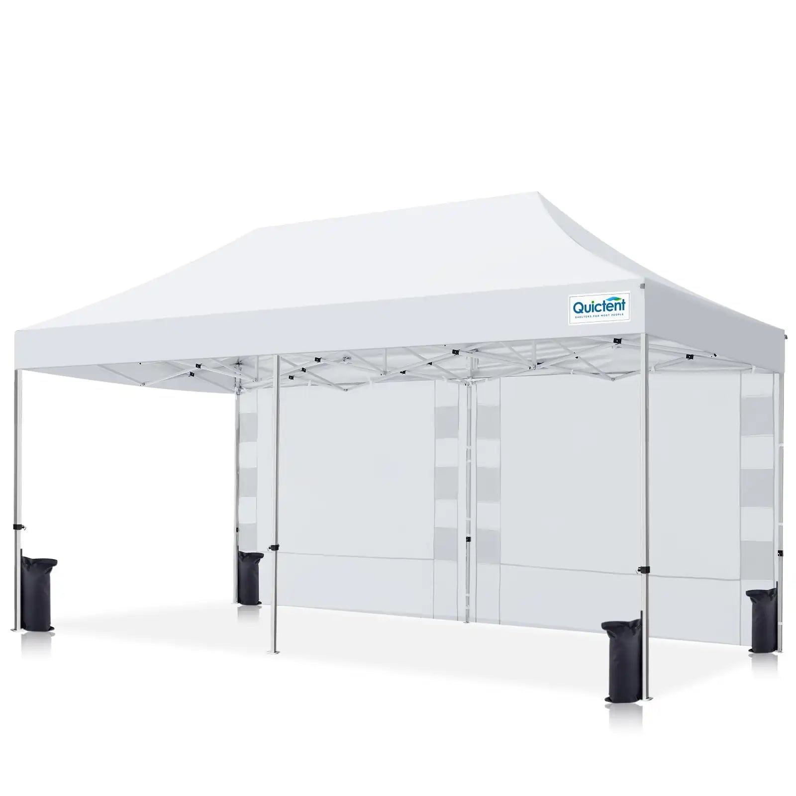 10'x20' Heavy Duty Pop up Canopy With One Sidewall White#style_10x20 With 1 Sidewall-White