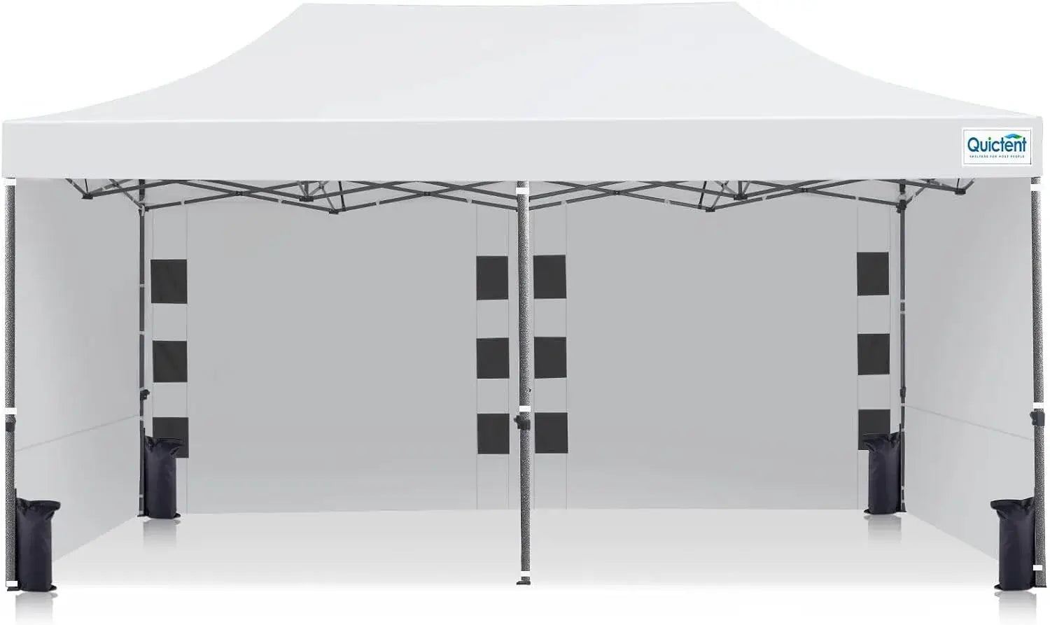 Quictent 10'x20' Heavy Duty Pop up Canopy with 3 sidewalls White#style_10x20 With 3 Sidewalls-White