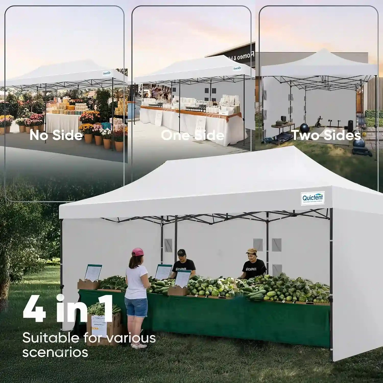 Tent for Outdoor, Beach, Parties, Markets#style_10x20 With 3 Sidewalls-White