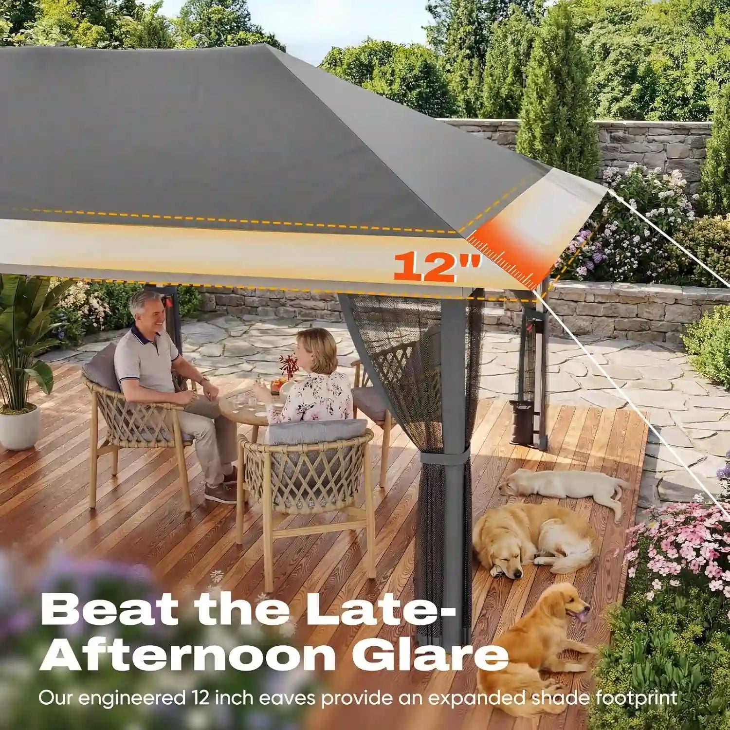 Outdoor Canopy Tent with Extra Shade#color_Gray