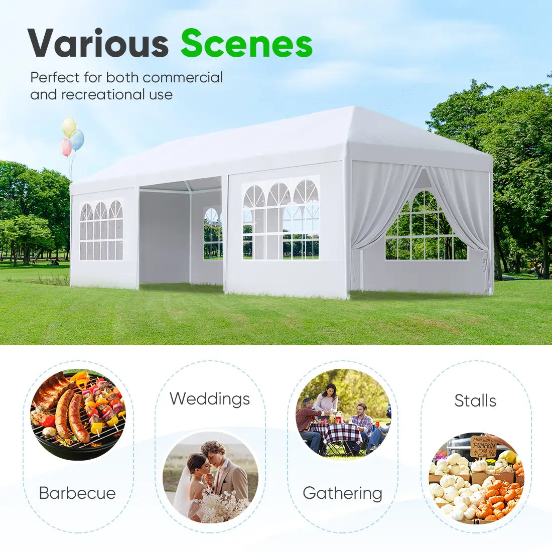 Quictent 10x20/10x30 Party Tent White