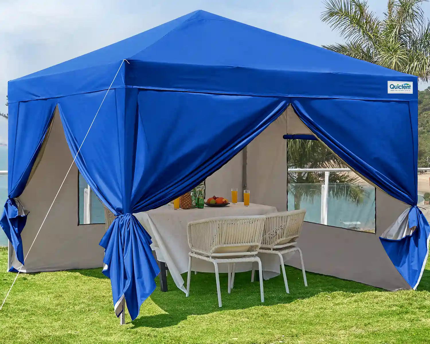 Privacy 10' x 10' Pop Up Canopy with Sides#color_royal blue