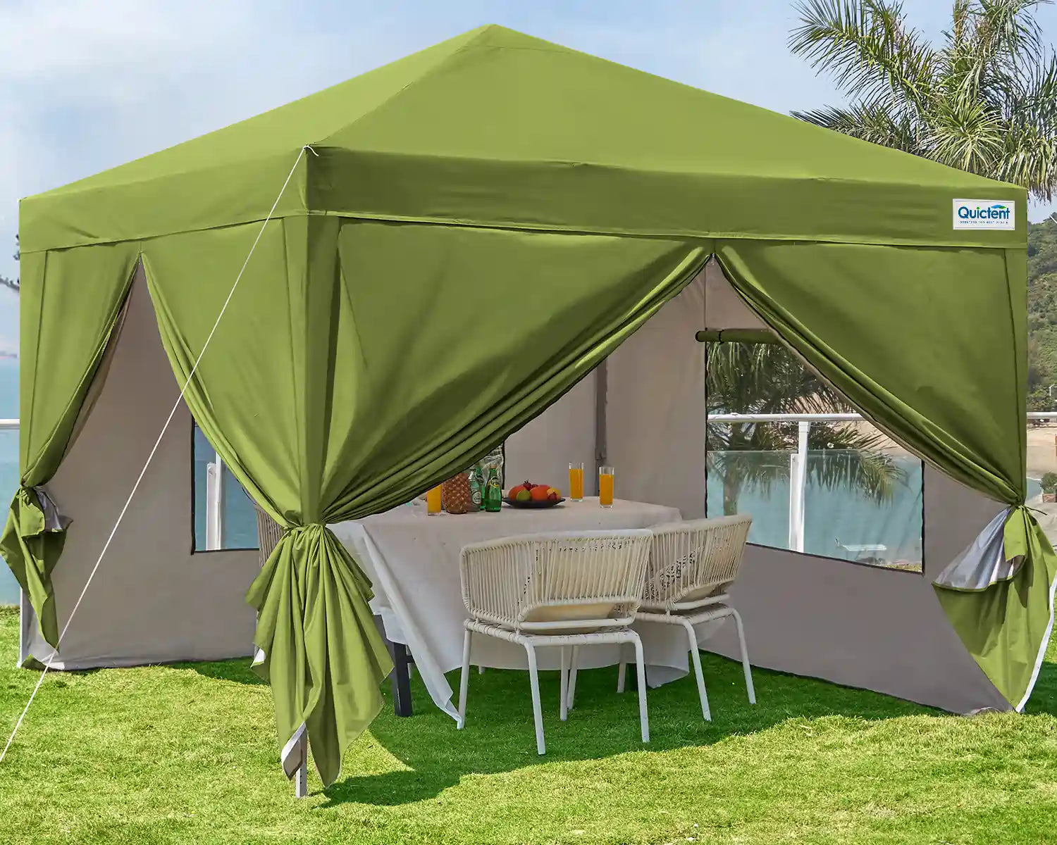Privacy 10' x 10' Pop Up Canopy with Sides#color_green