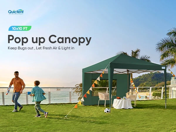 Quictent 10x10 Pop Up Canopy with Sides Folding Shade Roller bag