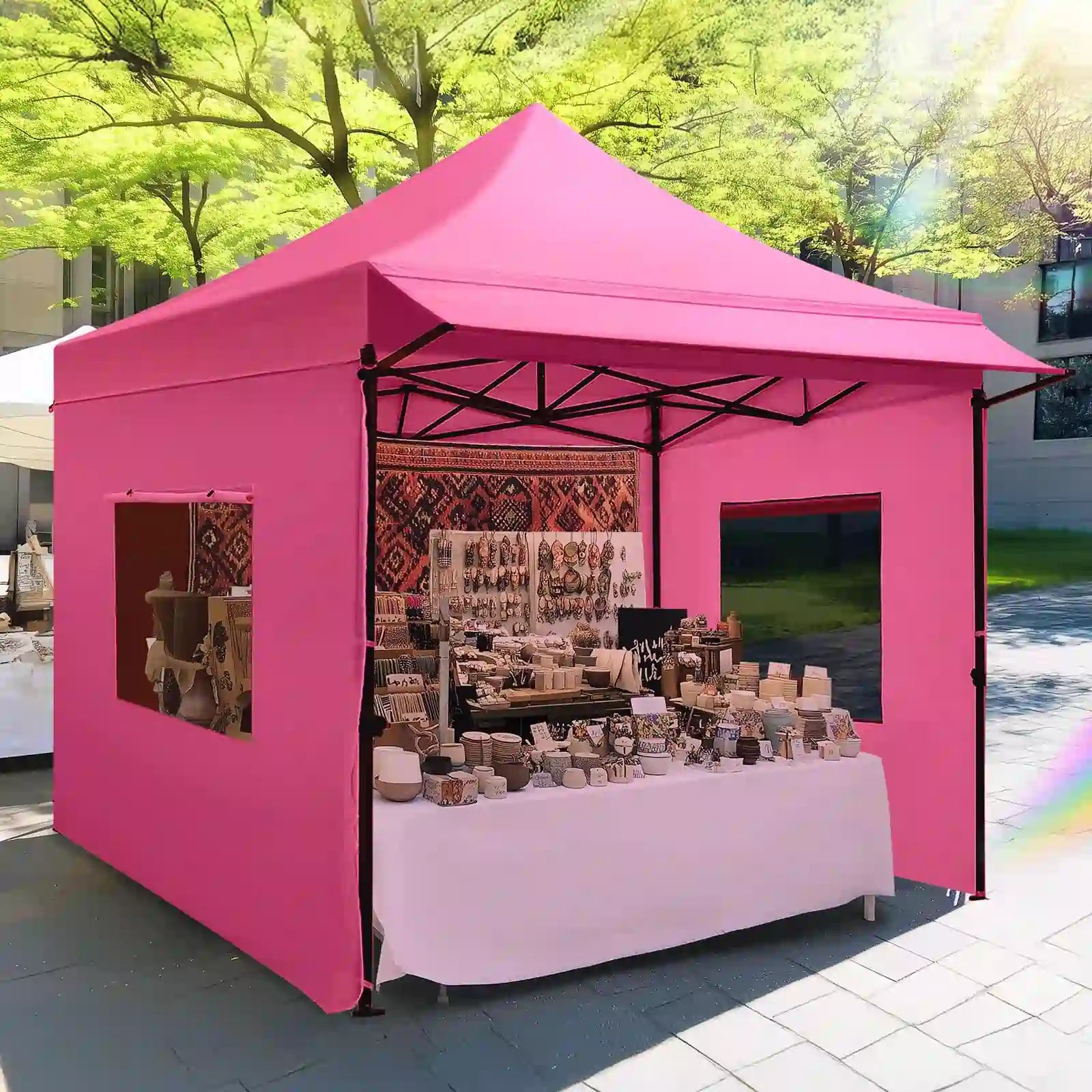 Canopy Tent for Outdoor, Parties, Markets#style_10x10 With Awning-Pink