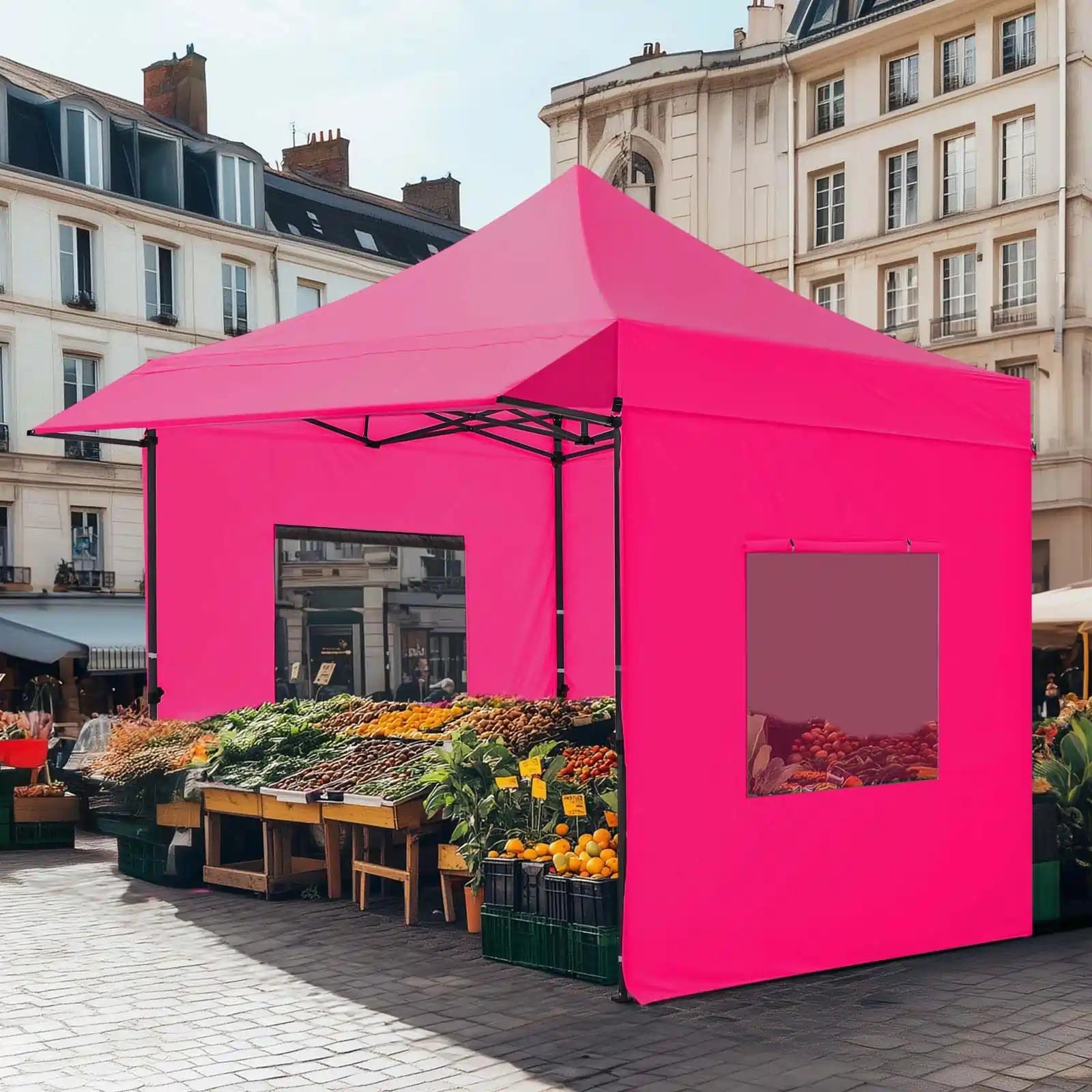 Heavy Duty Pop up Canopy for Outdoor, Parties, Markets#style_10x10 With Awning-Pink