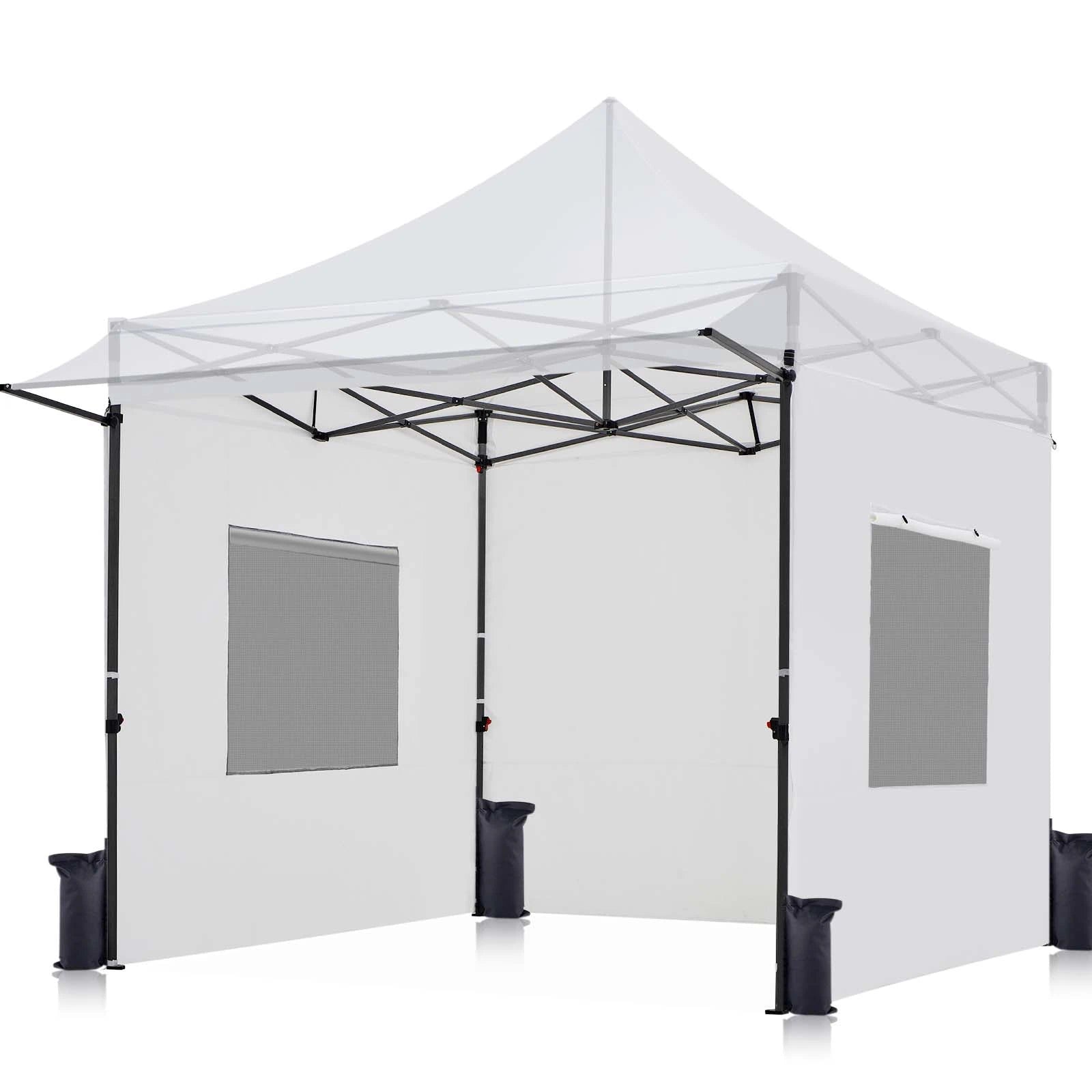 Quictent 10'x10' Heavy Duty Pop up Canopy White With Awning#style_10x10 With Awning-White