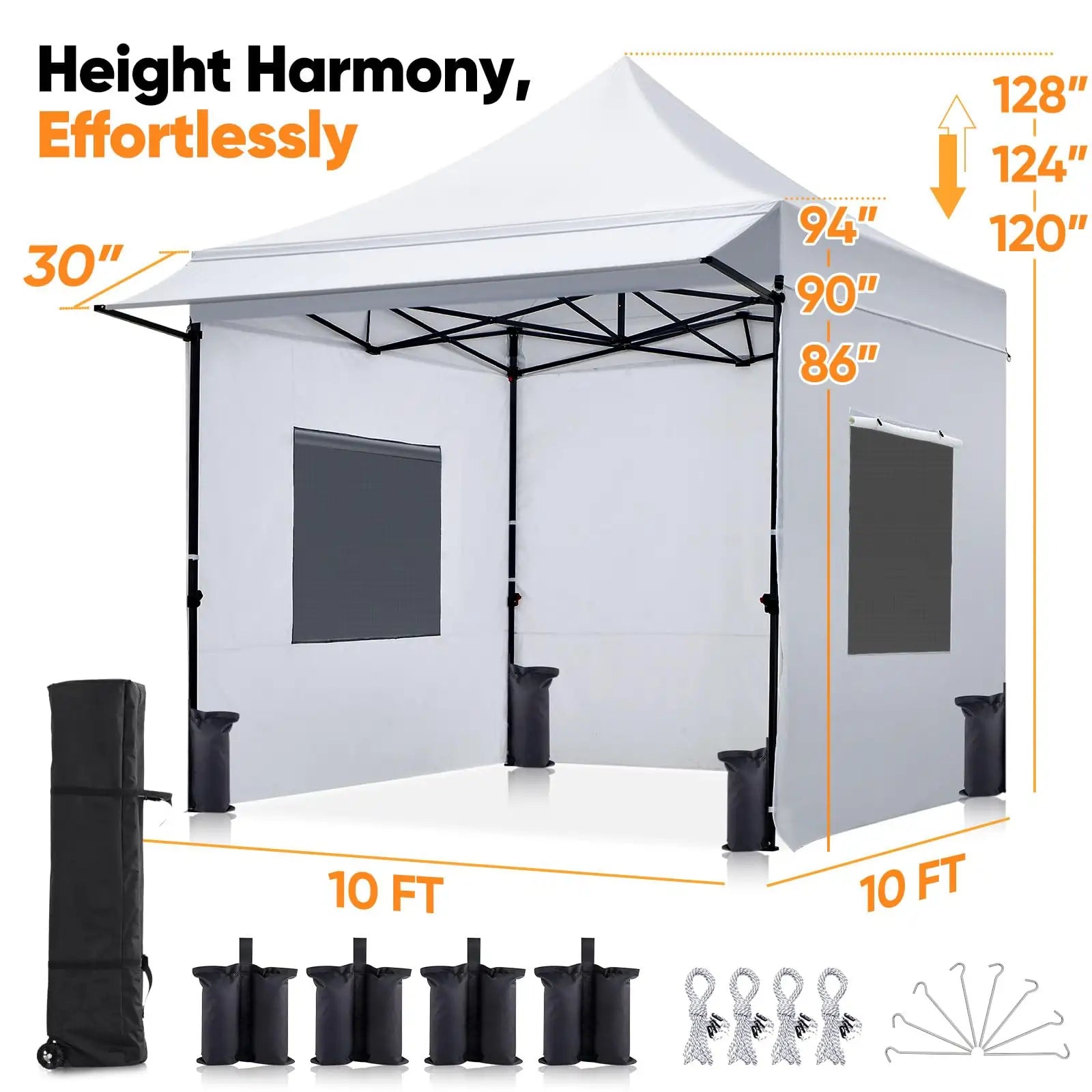 Adjustable height#style_10x10 With Awning-White