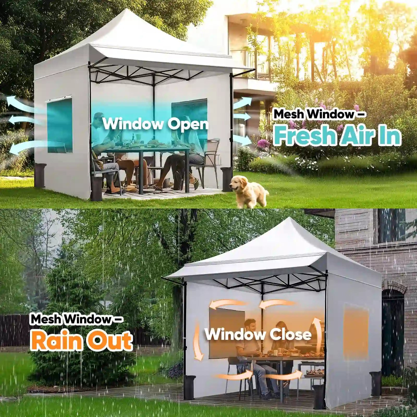 Mesh window for fresh air in#style_10x10 With Awning-White